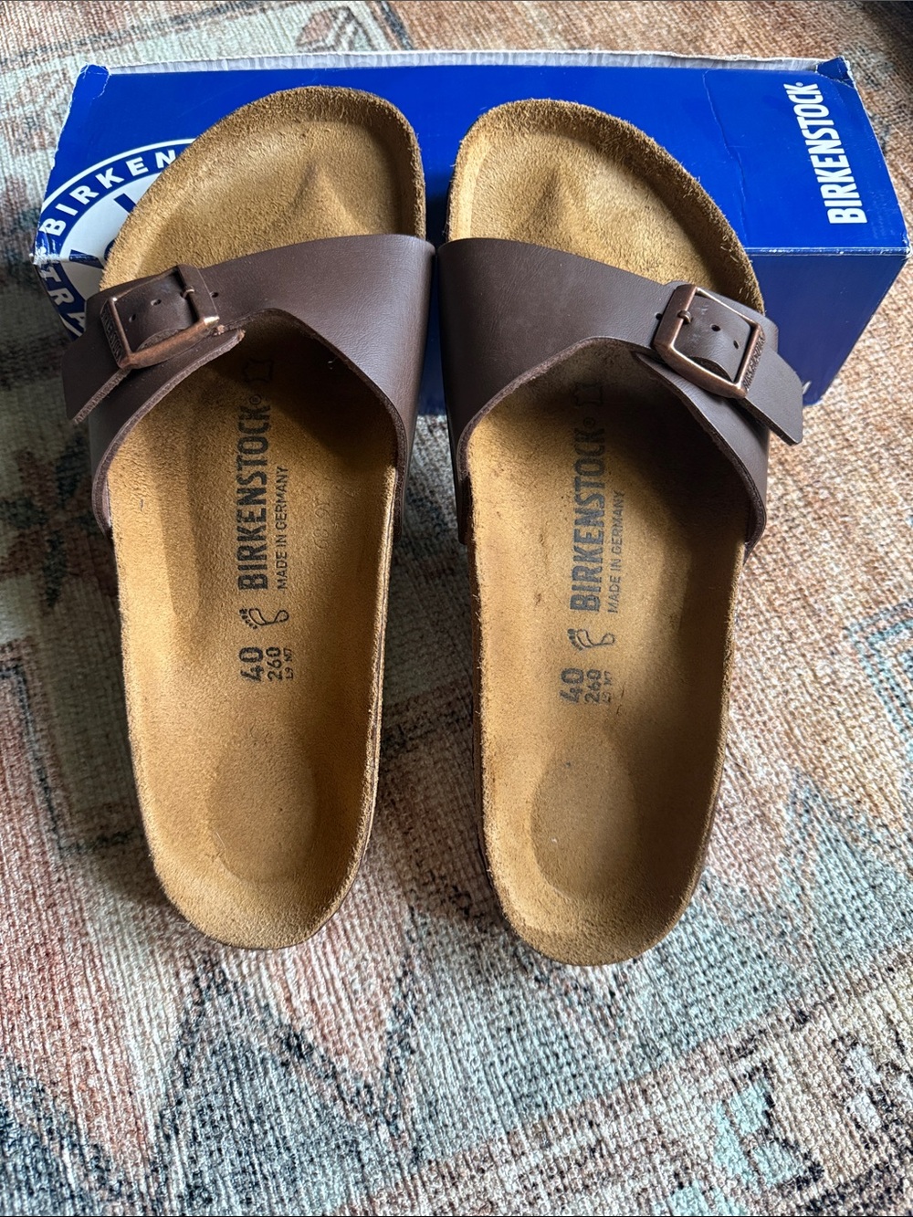 Birkenstock Women's Madrid Dark Brown Big Strap Sandals with Buckle